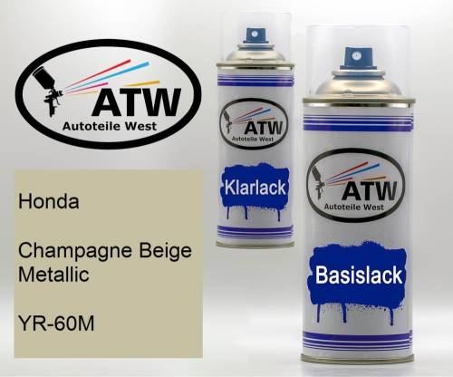 Honda, Champagne Beige Metallic, YR-60M: 400ml Sprühdose + 400ml Klarlack - Set, von ATW Autoteile West.